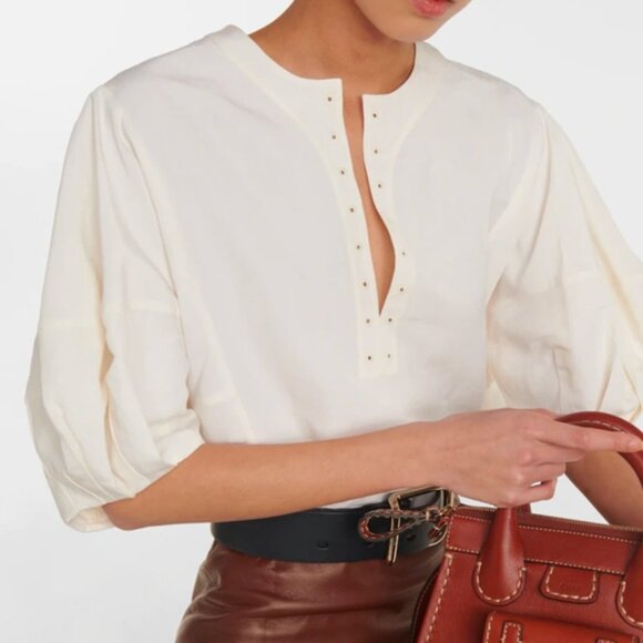 Chloé Linen And Silk Canvas Top In White 2021 Never Worn - Picture 1 of 9